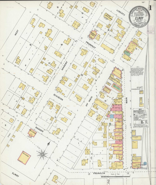 Elroy Wisconsin 1904 - Fire Insurance Index - Old Map Reprint