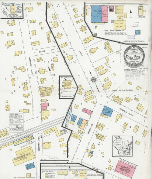 Fall River Wisconsin 1927 - Fire Insurance Index - Old Map Reprint