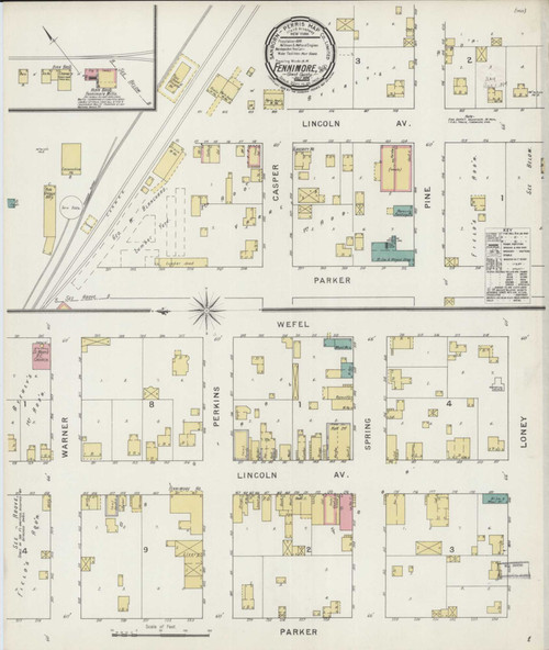 Fennimore Wisconsin 1894 - Fire Insurance Index - Old Map Reprint
