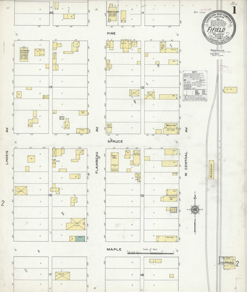 Fifield Wisconsin 1909 - Fire Insurance Index - Old Map Reprint