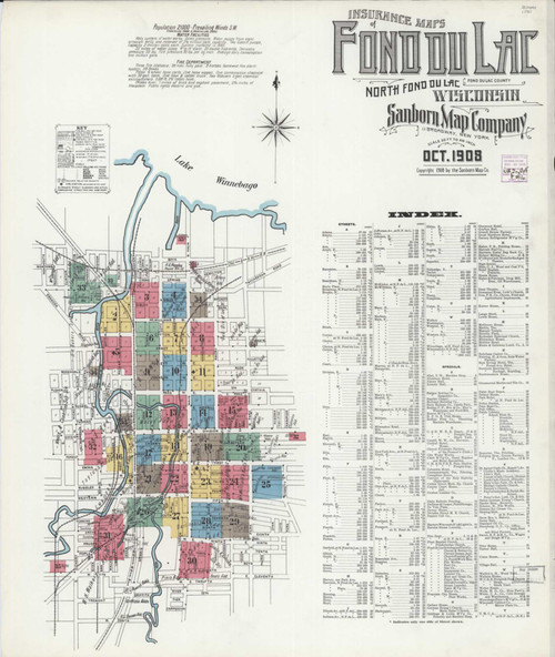 Fond Du Lac Wisconsin 1908 - Fire Insurance Index - Old Map Reprint