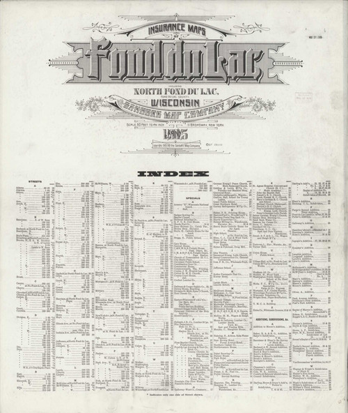 Fond Du Lac Wisconsin 1915 - Fire Insurance Index - Old Map Reprint