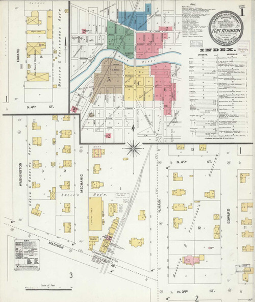 Fort Atkinson Wisconsin 1904 - Fire Insurance Index - Old Map Reprint