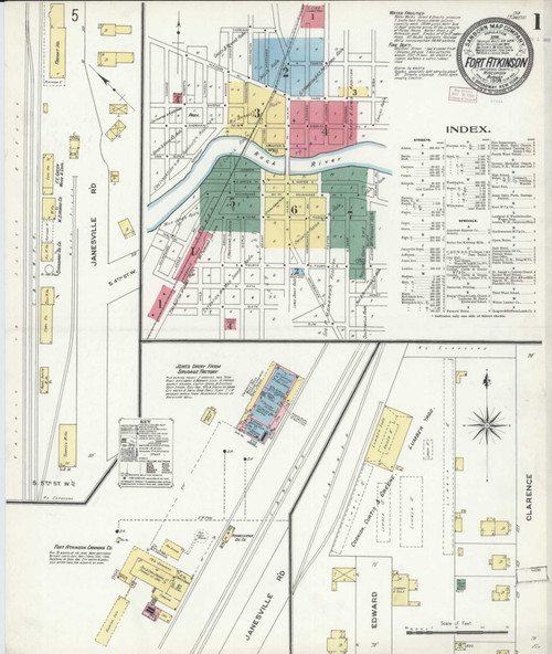 Fort Atkinson Wisconsin 1909 - Fire Insurance Index - Old Map Reprint