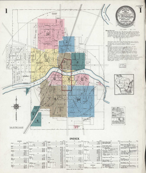 Fort Atkinson Wisconsin 1924 - Fire Insurance Index - Old Map Reprint