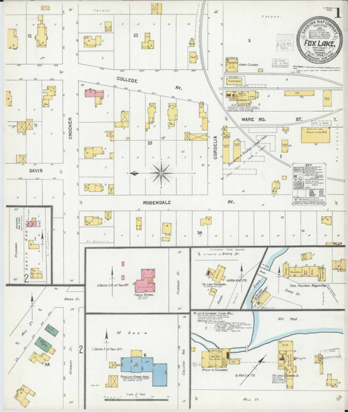 Fox Lake Wisconsin 1904 - Fire Insurance Index - Old Map Reprint