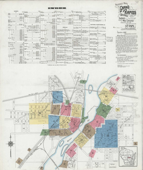 Grand Rapids Wisconsin 1919 - Fire Insurance Index - Old Map Reprint