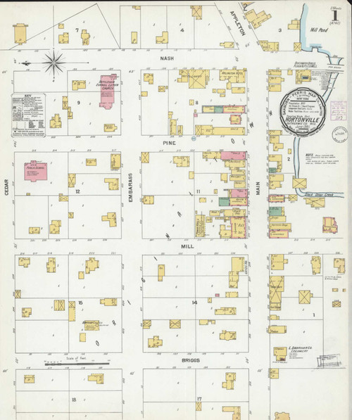 Hortonville Wisconsin 1901 - Fire Insurance Index - Old Map Reprint