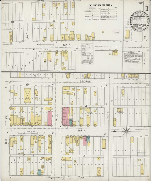 Iron River Wisconsin 1893 - Fire Insurance Index - Old Map Reprint