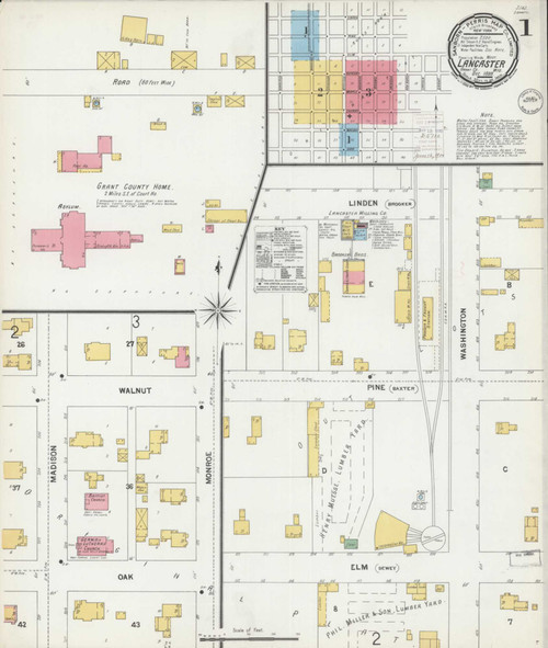 Lancaster Wisconsin 1899 - Fire Insurance Index - Old Map Reprint