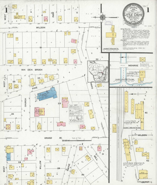 Little Chute Wisconsin 1925 - Fire Insurance Index - Old Map Reprint
