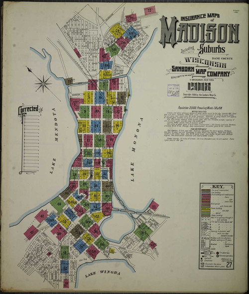 Madison Wisconsin 1908 - Fire Insurance Index - Old Map Reprint