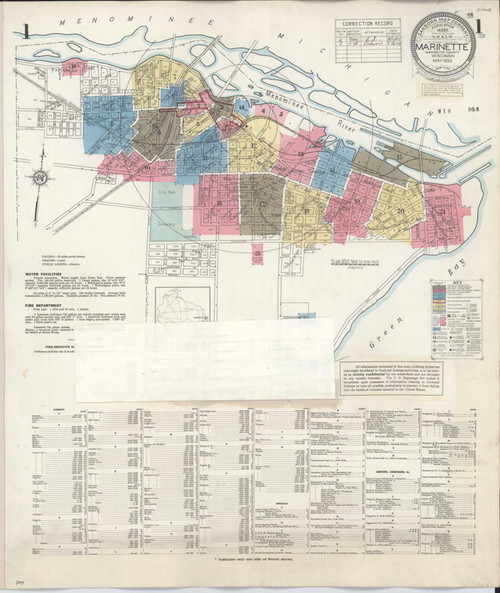 Marinette Wisconsin 1948 - Fire Insurance Index - Old Map Reprint