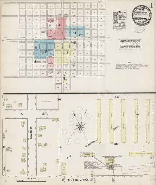 Marshfield Wisconsin 1884 - Fire Insurance Index - Old Map Reprint