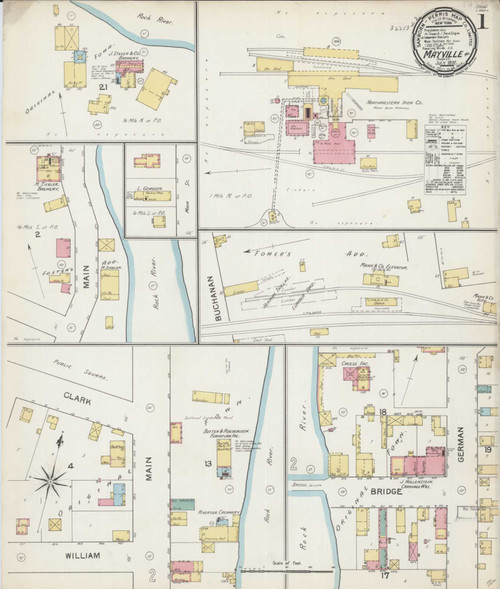 Mayville Wisconsin 1892 - Fire Insurance Index - Old Map Reprint