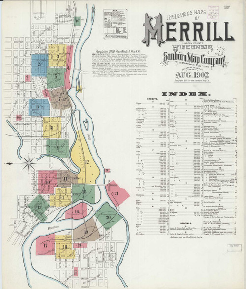 Merrill Wisconsin 1902 - Fire Insurance Index - Old Map Reprint