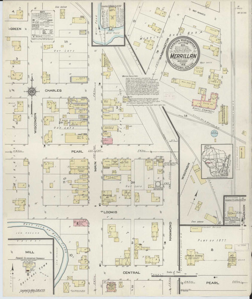 Merrillan Wisconsin 1914 - Fire Insurance Index - Old Map Reprint