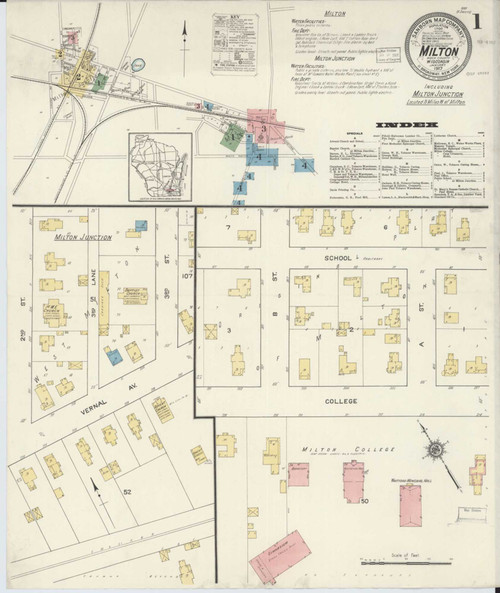 Milton Wisconsin 1917 - Fire Insurance Index - Old Map Reprint