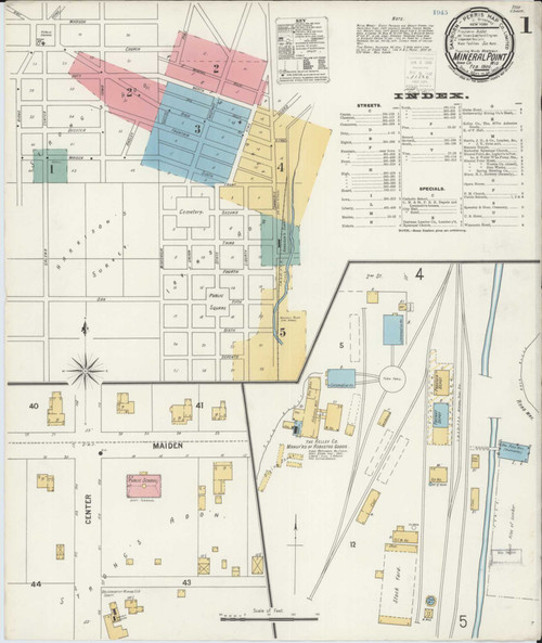Mineral Point Wisconsin 1900 - Fire Insurance Index - Old Map Reprint