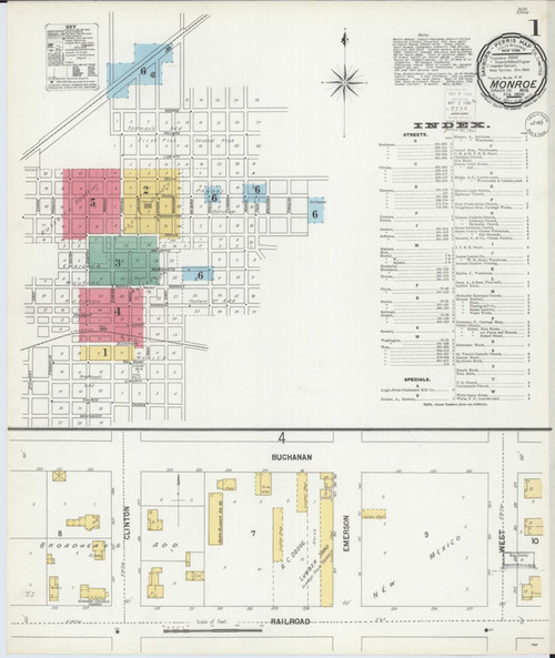 Monroe Wisconsin 1900 - Fire Insurance Index - Old Map Reprint