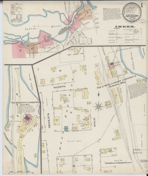 Necedah Wisconsin 1885 - Fire Insurance Index - Old Map Reprint