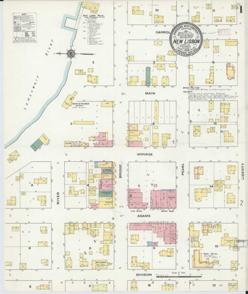 New Lisbon Wisconsin 1909 - Fire Insurance Index - Old Map Reprint