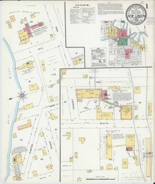 New London Wisconsin 1904 - Fire Insurance Index - Old Map Reprint