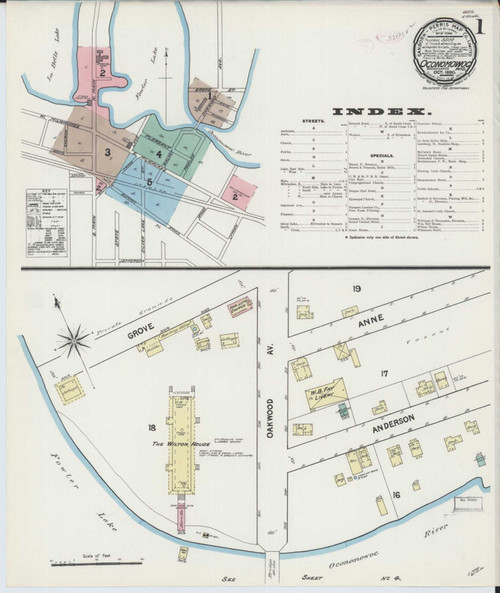 Oconomowoc Wisconsin 1890 - Fire Insurance Index - Old Map Reprint