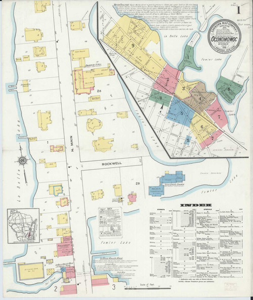 Oconomowoc Wisconsin 1915 - Fire Insurance Index - Old Map Reprint
