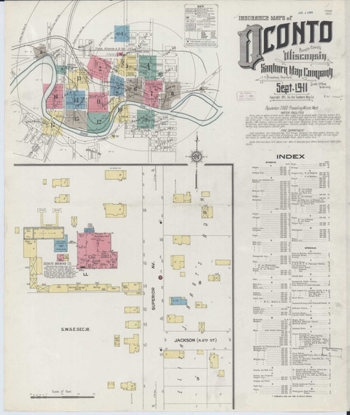 Oconto Wisconsin 1911 - Fire Insurance Index - Old Map Reprint