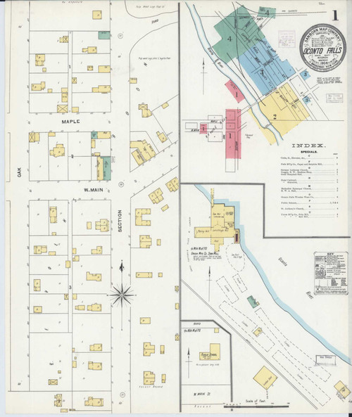 Oconto Falls Wisconsin 1904 - Fire Insurance Index - Old Map Reprint
