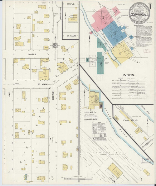 Oconto Falls Wisconsin 1911 - Fire Insurance Index - Old Map Reprint