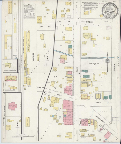 Oregon Wisconsin 1910 - Fire Insurance Index - Old Map Reprint