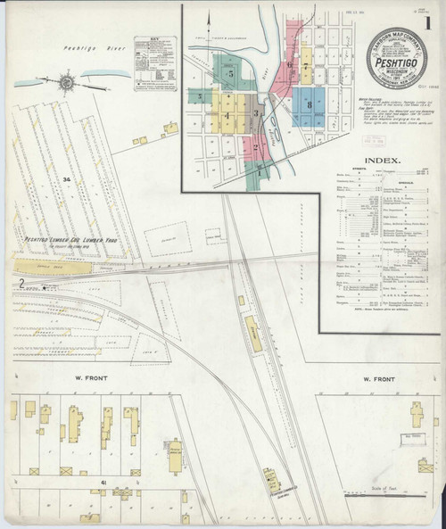 Peshtigo Wisconsin 1911 - Fire Insurance Index - Old Map Reprint