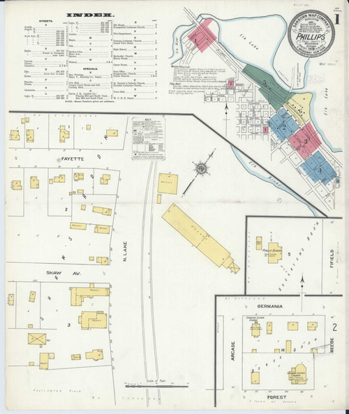 Phillips Wisconsin 1909 - Fire Insurance Index - Old Map Reprint