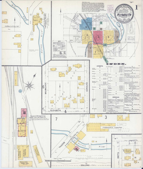 Plymouth Wisconsin 1903 - Fire Insurance Index - Old Map Reprint
