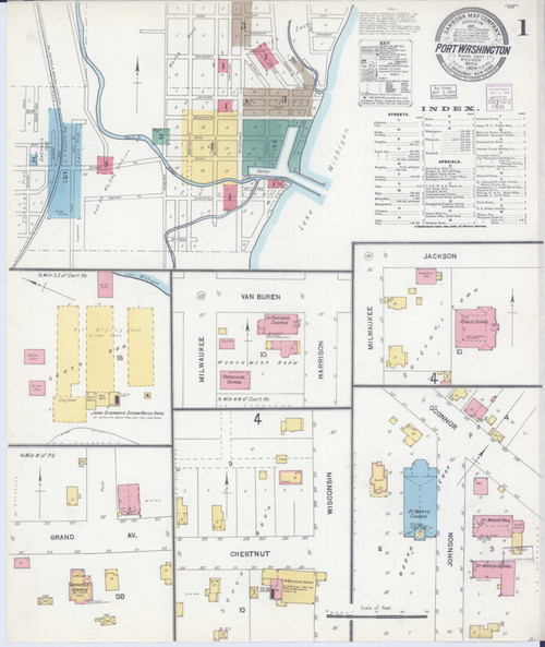 Port Washington Wisconsin 1904 - Fire Insurance Index - Old Map Reprint