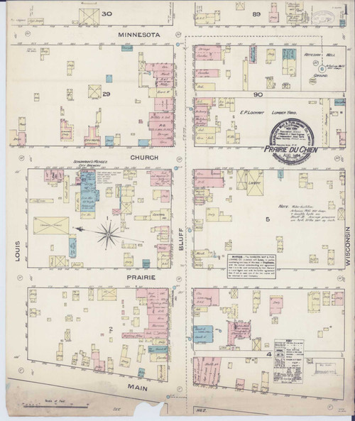 Prairie Du Chien Wisconsin 1884 - Fire Insurance Index - Old Map Reprint