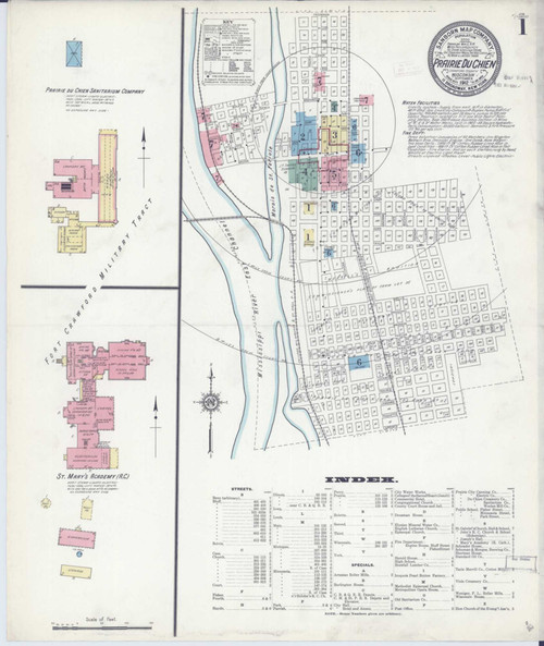 Prairie Du Chien Wisconsin 1912 - Fire Insurance Index - Old Map Reprint