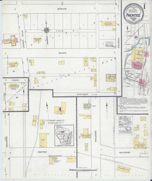 Prentice Wisconsin 1919 - Fire Insurance Index - Old Map Reprint