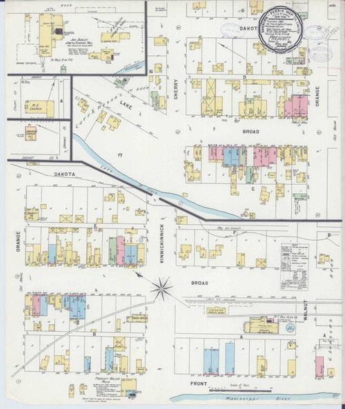 Prescott Wisconsin 1898 - Fire Insurance Index - Old Map Reprint