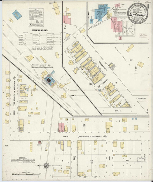 Red Granite Wisconsin 1911 - Fire Insurance Index - Old Map Reprint