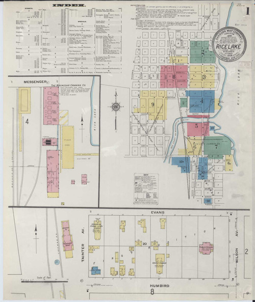 Rice Lake Wisconsin 1909 - Fire Insurance Index - Old Map Reprint