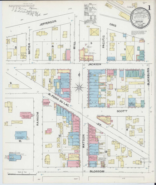 Ripon Wisconsin 1892 - Fire Insurance Index - Old Map Reprint