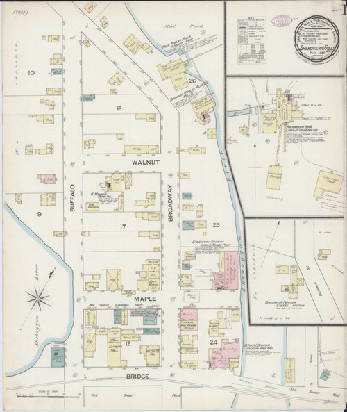 Sheboygan Falls Wisconsin 1887 - Fire Insurance Index - Old Map Reprint