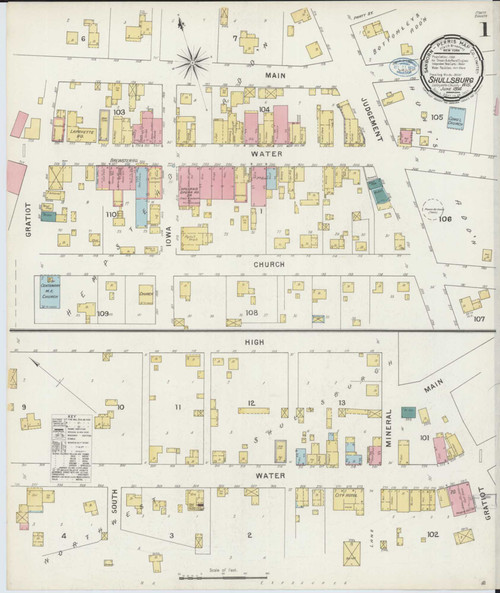 Shullsburg Wisconsin 1894 - Fire Insurance Index - Old Map Reprint