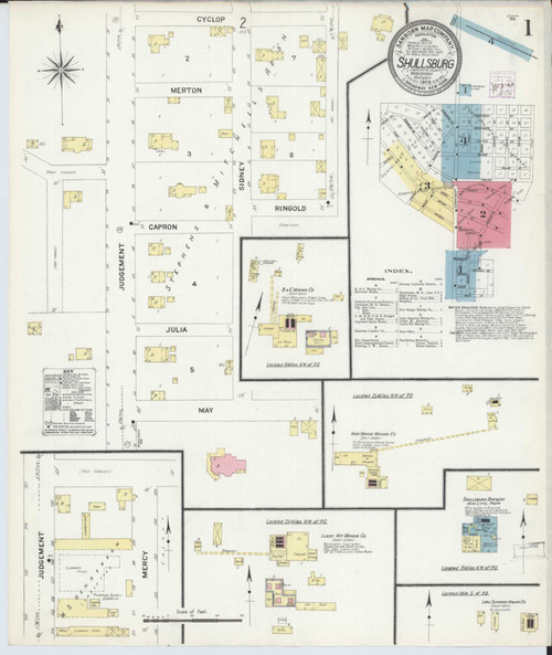 Shullsburg Wisconsin 1908 - Fire Insurance Index - Old Map Reprint