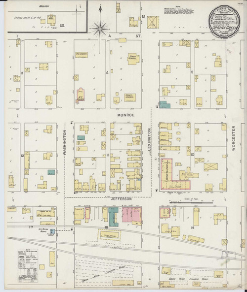 Spring Green Wisconsin 1894 - Fire Insurance Index - Old Map Reprint