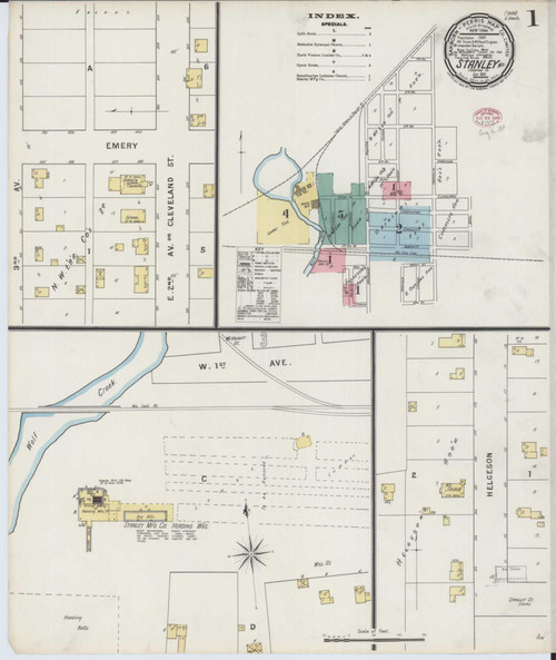 Stanley Wisconsin 1895 - Fire Insurance Index - Old Map Reprint