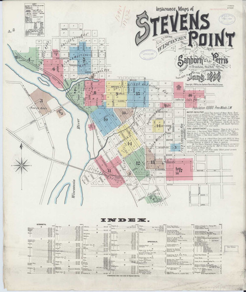 Stevens Point Wisconsin 1898 - Fire Insurance Index - Old Map Reprint